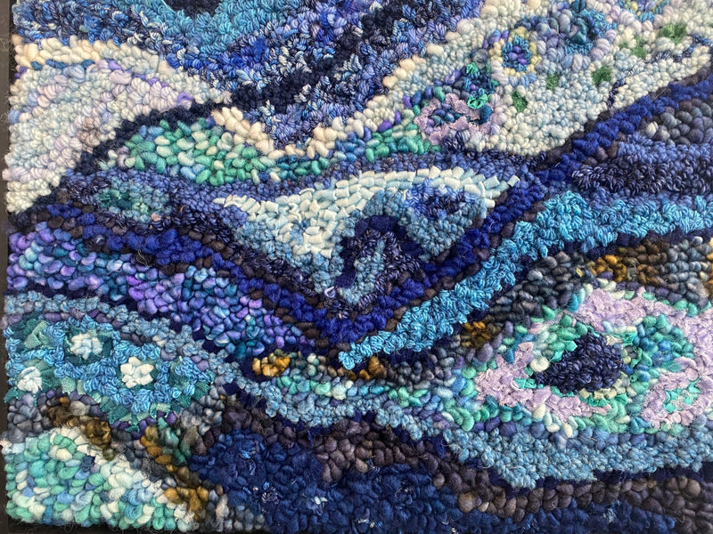 update alt-text with template Blue Sea Abstract - A Single Colour Abstract Pattern and/or Kit-Kits-Deanne Fitzpatrick Rug Hooking Studio-Rug Hooking Kit -Rug Hooking Pattern -Rug Hooking -Deanne Fitzpatrick Rug Hooking Studio -Is rug hooking the same as punch needle?