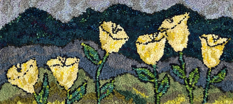 update alt-text with template Buttercups 30" x 14"- Pattern or Kit-Patterns,Kits-Deanne Fitzpatrick Rug Hooking Studio-Rug Hooking Kit -Rug Hooking Pattern -Rug Hooking -Deanne Fitzpatrick Rug Hooking Studio -Is rug hooking the same as punch needle?