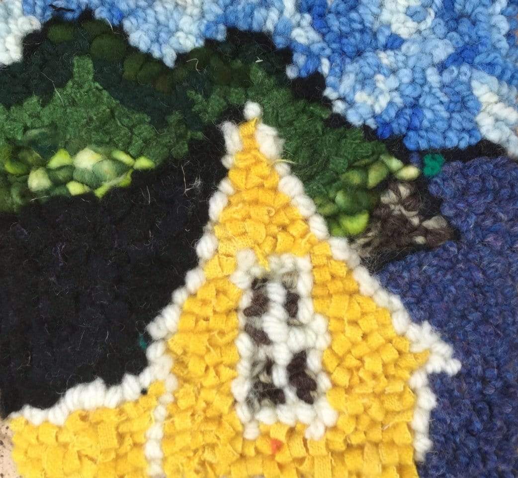 update alt-text with template Gold Little Cove - Rug Hooking Kit 6" x 6"-Kits-Deanne Fitzpatrick Rug Hooking Studio-Rug Hooking Kit -Rug Hooking Pattern -Rug Hooking -Deanne Fitzpatrick Rug Hooking Studio -Is rug hooking the same as punch needle?