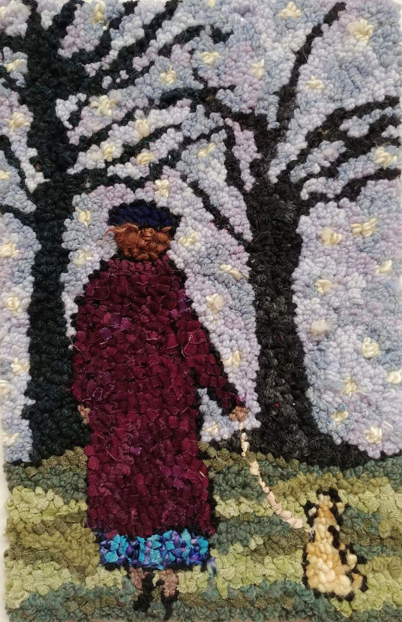 update alt-text with template Lady and Her Dog - 11" x 17" Rug Hooking Pattern or Kit-Patterns,Kits-Deanne Fitzpatrick Rug Hooking Studio-Rug Hooking Kit -Rug Hooking Pattern -Rug Hooking -Deanne Fitzpatrick Rug Hooking Studio -Is rug hooking the same as punch needle?