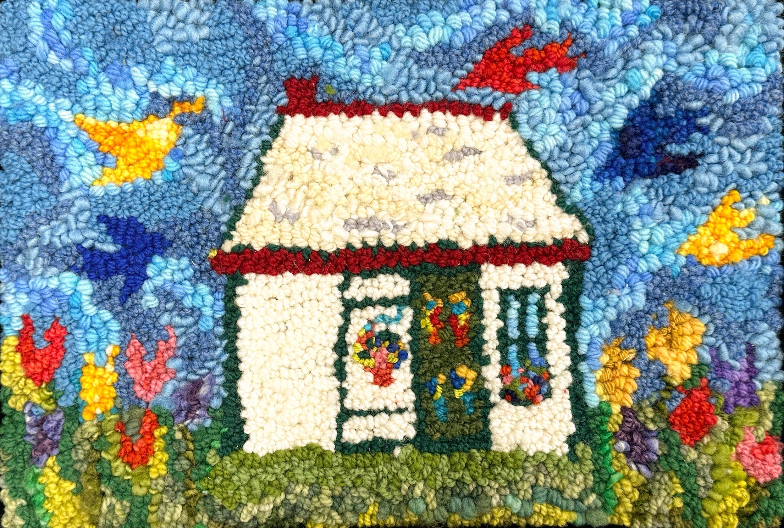 update alt-text with template Maud's House - 10" X 15" - Pattern and/or Kit-Patterns-vendor-unknown-Rug Hooking Kit -Rug Hooking Pattern -Rug Hooking -Deanne Fitzpatrick Rug Hooking Studio -Is rug hooking the same as punch needle?