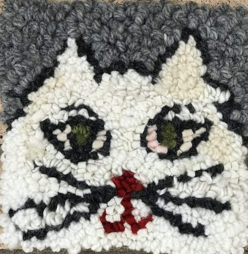 update alt-text with template Meow - Rug Hooking Kit 6" x 6"-Kits-Deanne Fitzpatrick Rug Hooking Studio-Rug Hooking Kit -Rug Hooking Pattern -Rug Hooking -Deanne Fitzpatrick Rug Hooking Studio -Is rug hooking the same as punch needle?