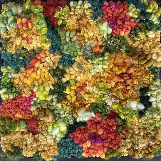 update alt-text with template Nasturtiums - 8" X 8" Rug Hooking Pattern or Kit-vendor-unknown-Rug Hooking Kit -Rug Hooking Pattern -Rug Hooking -Deanne Fitzpatrick Rug Hooking Studio -Is rug hooking the same as punch needle?