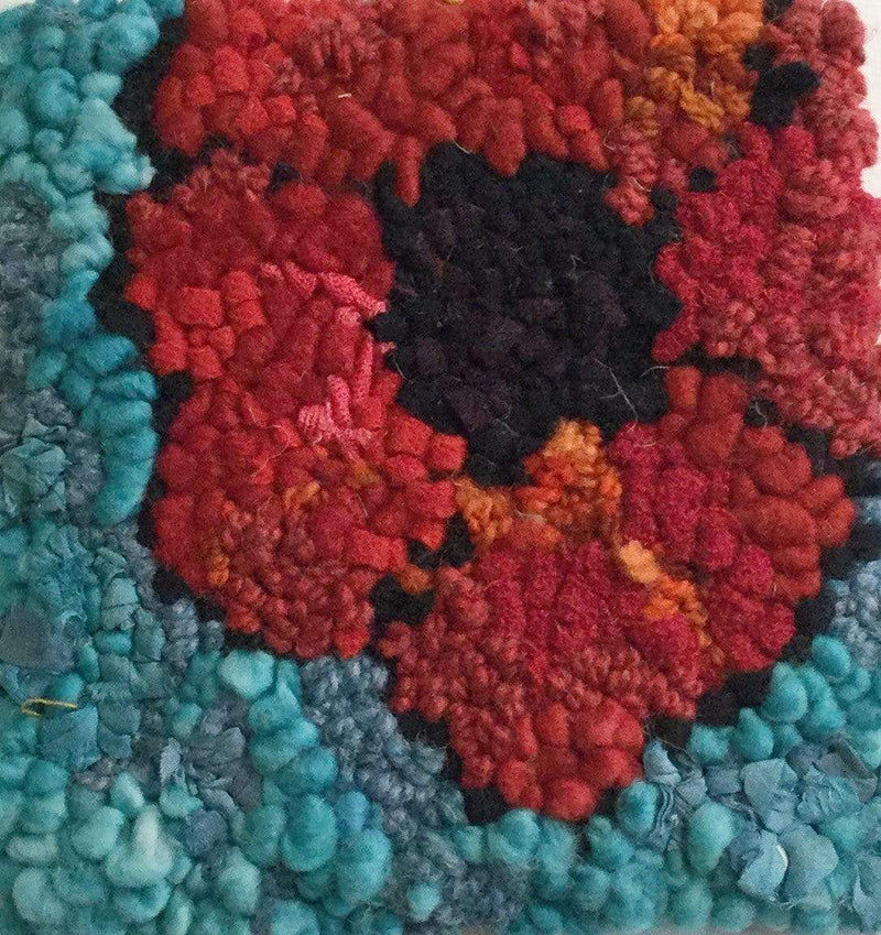 update alt-text with template Poppy - Rug Hooking Beginner Kit 6" x 6"-Kits-Deanne Fitzpatrick Rug Hooking Studio-Rug Hooking Kit -Rug Hooking Pattern -Rug Hooking -Deanne Fitzpatrick Rug Hooking Studio -Is rug hooking the same as punch needle?