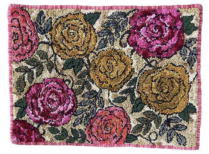 update alt-text with template Rebooting Tradition, Flat Lay Roses Kit 32.5" x 23.5"-Kits-Deanne Fitzpatrick Rug Hooking Studio-Rug Hooking Kit -Rug Hooking Pattern -Rug Hooking -Deanne Fitzpatrick Rug Hooking Studio -Is rug hooking the same as punch needle?