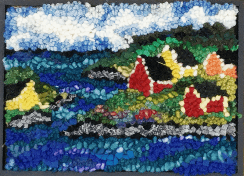 update alt-text with template Sweet Harbour - Rug Hooking Kit 10" x 7"-Kits-Deanne Fitzpatrick Rug Hooking Studio-Rug Hooking Kit -Rug Hooking Pattern -Rug Hooking -Deanne Fitzpatrick Rug Hooking Studio -Is rug hooking the same as punch needle?