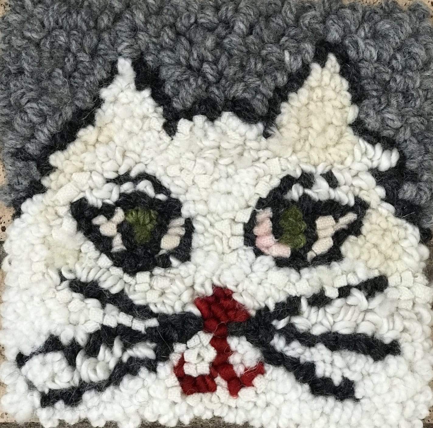update alt-text with template WHOLESALE: Meow - Rug Hooking Kit 6" X 6"-Kits-Deanne Fitzpatrick Rug Hooking Studio-Rug Hooking Kit -Rug Hooking Pattern -Rug Hooking -Deanne Fitzpatrick Rug Hooking Studio -Is rug hooking the same as punch needle?