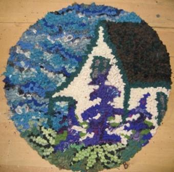 update alt-text with template Lupin Cottage Chairpad - 13" Round Rug Hooking Pattern or Kit-vendor-unknown-Rug Hooking Kit -Rug Hooking Pattern -Rug Hooking -Deanne Fitzpatrick Rug Hooking Studio -Is rug hooking the same as punch needle?