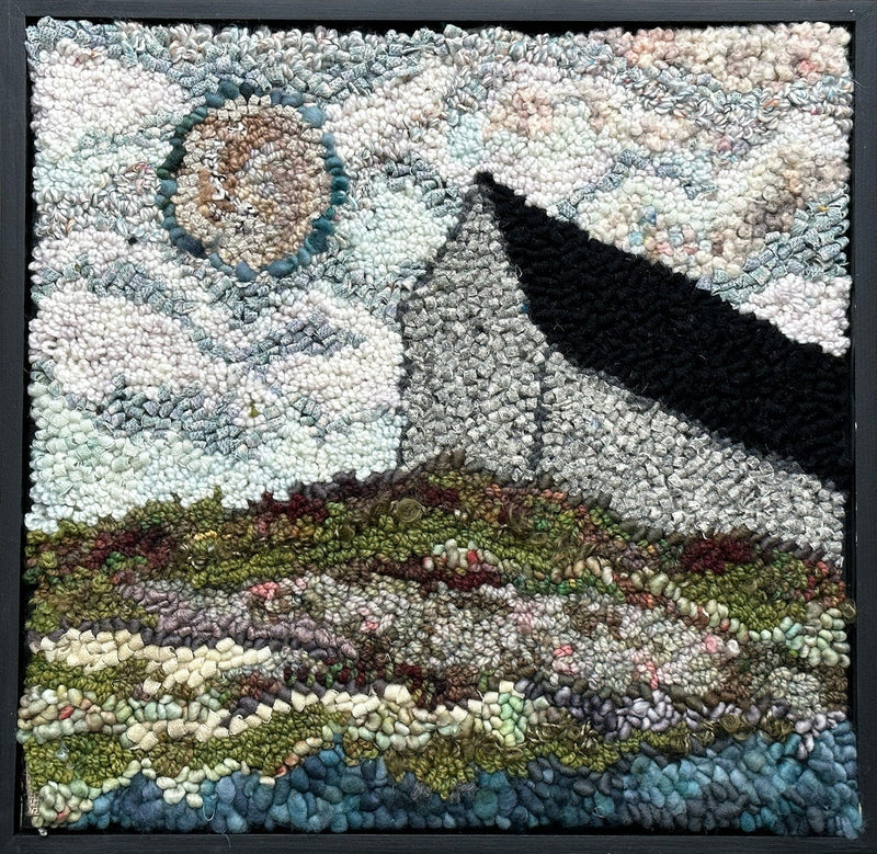 update alt-text with template Moon over the hillside 16" x 16" Framed-Deanne Fitzpatrick Rug Hooking Studio-Rug Hooking Kit -Rug Hooking Pattern -Rug Hooking -Deanne Fitzpatrick Rug Hooking Studio -Is rug hooking the same as punch needle?