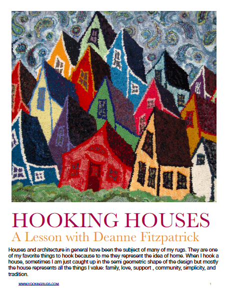 update alt-text with template Hooking Houses Course Download includes Three Patterns: How to hook houses that feel like home.-Online Learning-vendor-unknown-Rug Hooking Kit -Rug Hooking Pattern -Rug Hooking -Deanne Fitzpatrick Rug Hooking Studio -Is rug hooking the same as punch needle?