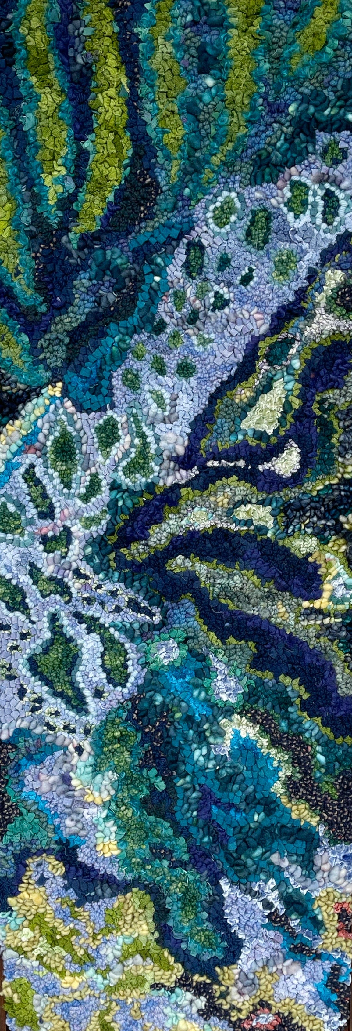 update alt-text with template Sea Garden Abstract - 14" x 40" - Linen Pattern or Kit-Kits-Deanne Fitzpatrick Rug Hooking Studio-Rug Hooking Kit -Rug Hooking Pattern -Rug Hooking -Deanne Fitzpatrick Rug Hooking Studio -Is rug hooking the same as punch needle?