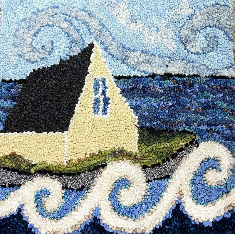 update alt-text with template Wednesday Workshop Waves and Sea Rug Hooking Pattern or Kit 11" x 11"-pattern-Deanne Fitzpatrick Rug Hooking Studio-Rug Hooking Kit -Rug Hooking Pattern -Rug Hooking -Deanne Fitzpatrick Rug Hooking Studio -Is rug hooking the same as punch needle?