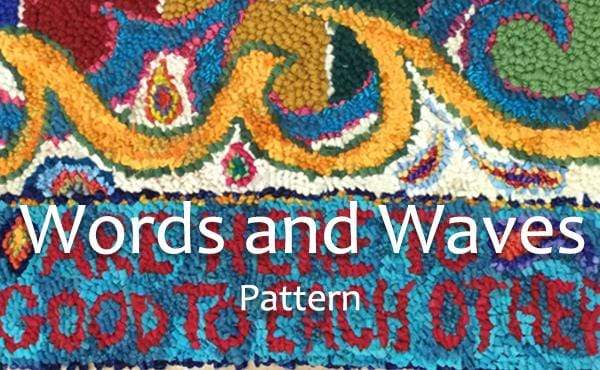 update alt-text with template Words and Waves Pattern 24 by 24-pattern-Deanne Fitzpatrick Rug Hooking Studio-Rug Hooking Kit -Rug Hooking Pattern -Rug Hooking -Deanne Fitzpatrick Rug Hooking Studio -Is rug hooking the same as punch needle?