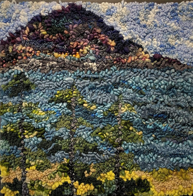 update alt-text with template Lake with Three Pines 16" x 16"-Original Rugs-Deanne Fitzpatrick Rug Hooking Studio-Rug Hooking Kit -Rug Hooking Pattern -Rug Hooking -Deanne Fitzpatrick Rug Hooking Studio -Is rug hooking the same as punch needle?