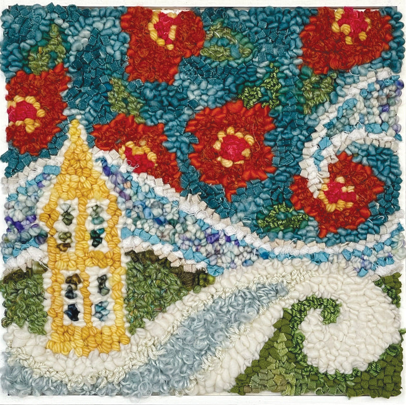 update alt-text with template Ride the Waves 12" x 12" Framed-Original Rugs-Deanne Fitzpatrick Rug Hooking Studio-Rug Hooking Kit -Rug Hooking Pattern -Rug Hooking -Deanne Fitzpatrick Rug Hooking Studio -Is rug hooking the same as punch needle?