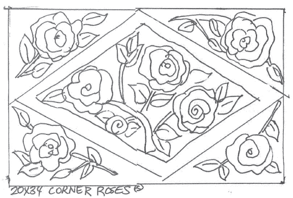 A-Corner Roses 20X34 – Deanne Fitzpatrick Rug Hooking Studio