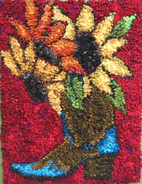 update alt-text with template Boot and Flowers 13" x 18" - Rug Hooking Pattern or Kit-Patterns-vendor-unknown-Rug Hooking Kit -Rug Hooking Pattern -Rug Hooking -Deanne Fitzpatrick Rug Hooking Studio -Is rug hooking the same as punch needle?