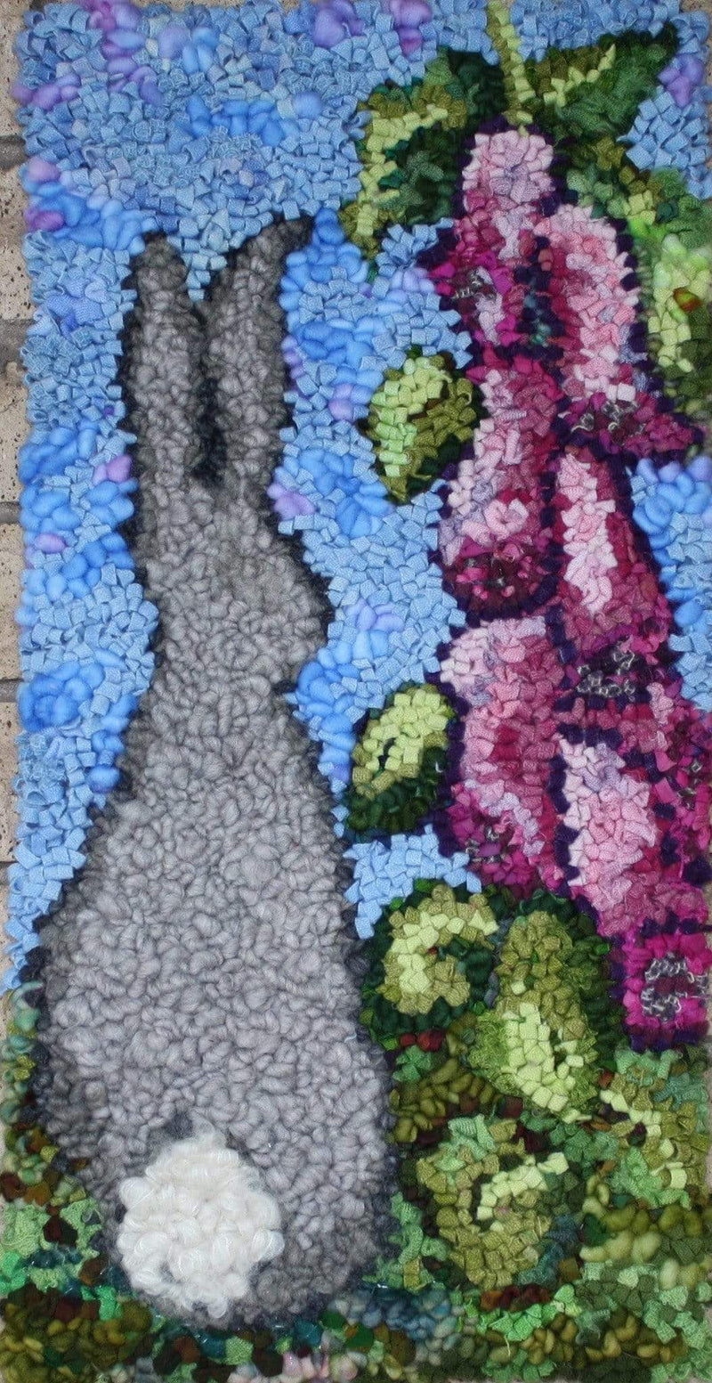 update alt-text with template Bunny in the Foxglove 10" x 21" - Rug Hooking Pattern or Kit-Patterns-vendor-unknown-Rug Hooking Kit -Rug Hooking Pattern -Rug Hooking -Deanne Fitzpatrick Rug Hooking Studio -Is rug hooking the same as punch needle?