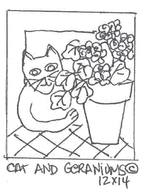 update alt-text with template Cat & Geraniums 12" x 14" - Rug Hooking Pattern or Kit-Patterns-vendor-unknown-Rug Hooking Kit -Rug Hooking Pattern -Rug Hooking -Deanne Fitzpatrick Rug Hooking Studio -Is rug hooking the same as punch needle?