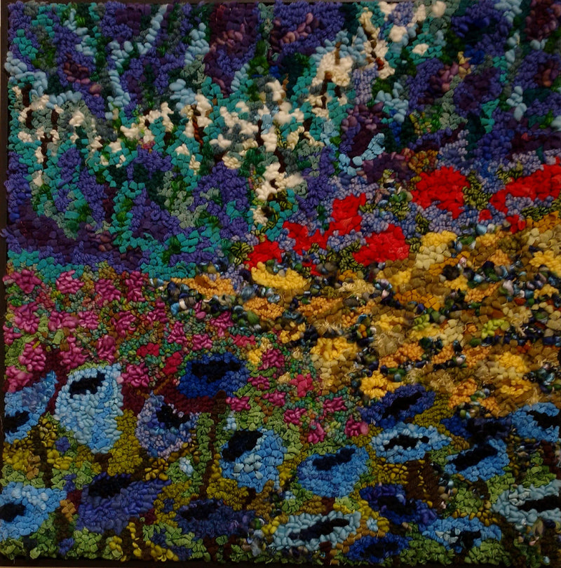 update alt-text with template Hooking Impressionistic Floral Gardens : Pattern on linen-Patterns-Deanne Fitzpatrick Rug Hooking Studio-Rug Hooking Kit -Rug Hooking Pattern -Rug Hooking -Deanne Fitzpatrick Rug Hooking Studio -Is rug hooking the same as punch needle?