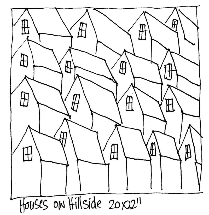 update alt-text with template Houses on Hillside - 20" x 22" Rug Hooking Pattern or Kit-Patterns-vendor-unknown-Rug Hooking Kit -Rug Hooking Pattern -Rug Hooking -Deanne Fitzpatrick Rug Hooking Studio -Is rug hooking the same as punch needle?