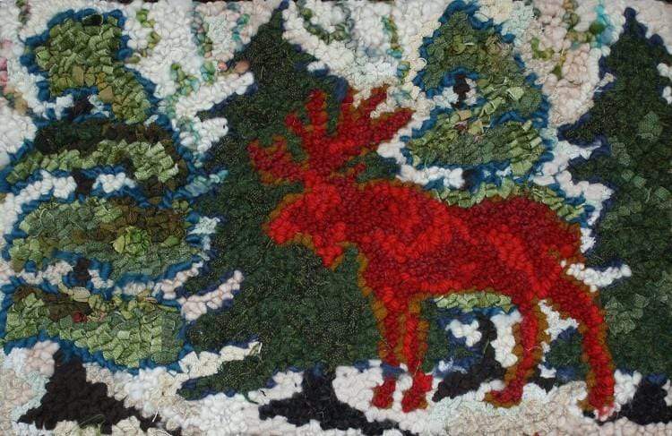 update alt-text with template Moose in the Wild - 11" x 17" Rug Hooking Pattern or Kit-Patterns-vendor-unknown-Rug Hooking Kit -Rug Hooking Pattern -Rug Hooking -Deanne Fitzpatrick Rug Hooking Studio -Is rug hooking the same as punch needle?