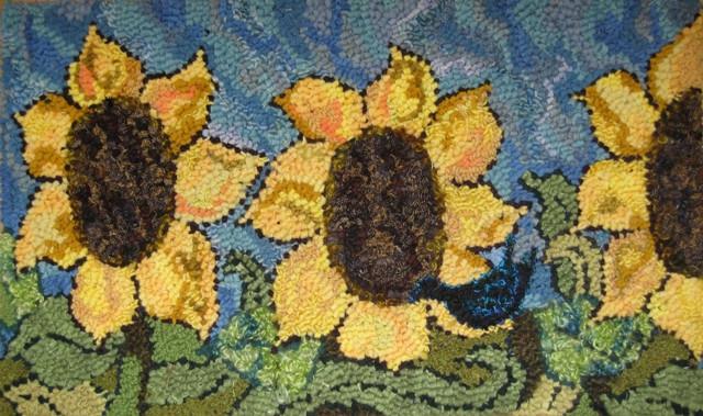 update alt-text with template One and Only Sunflower - 20" x 30" Rug Hooking Pattern or Kit-Patterns-vendor-unknown-Rug Hooking Kit -Rug Hooking Pattern -Rug Hooking -Deanne Fitzpatrick Rug Hooking Studio -Is rug hooking the same as punch needle?