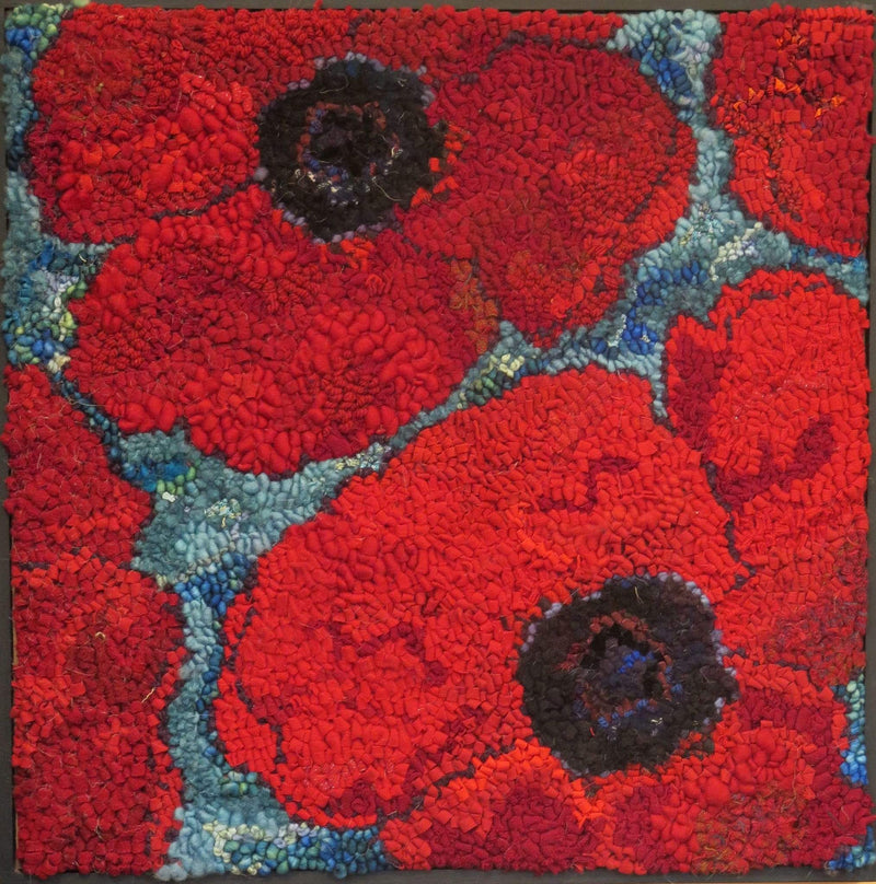 update alt-text with template Port Greville Poppies - 20" x 20" Rug Hooking Pattern or Kit-Patterns-vendor-unknown-Rug Hooking Kit -Rug Hooking Pattern -Rug Hooking -Deanne Fitzpatrick Rug Hooking Studio -Is rug hooking the same as punch needle?