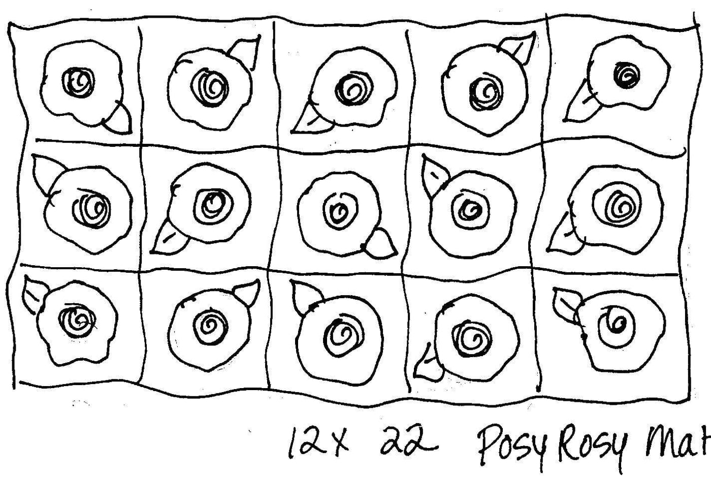 Posy Rosy Mat - Rug Hooking Pattern 12 x 22