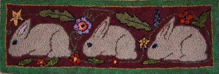 update alt-text with template Running Rabbits - 14" x 40" Rug Hooking Pattern or Kit-Patterns-vendor-unknown-Rug Hooking Kit -Rug Hooking Pattern -Rug Hooking -Deanne Fitzpatrick Rug Hooking Studio -Is rug hooking the same as punch needle?
