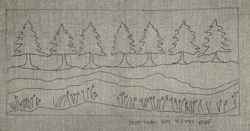 update alt-text with template Seven Sister Pines 15.5" x 34" Pattern-Patterns-Deanne Fitzpatrick Rug Hooking Studio-Rug Hooking Kit -Rug Hooking Pattern -Rug Hooking -Deanne Fitzpatrick Rug Hooking Studio -Is rug hooking the same as punch needle?