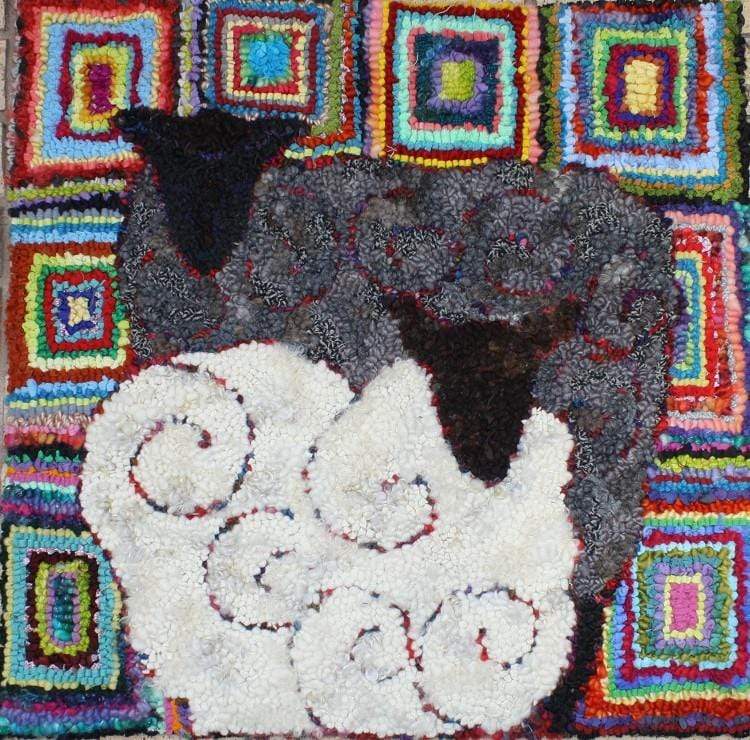 update alt-text with template Sheep Squares - 24" x 24" Rug Hooking Pattern or Kit-Patterns-vendor-unknown-Rug Hooking Kit -Rug Hooking Pattern -Rug Hooking -Deanne Fitzpatrick Rug Hooking Studio -Is rug hooking the same as punch needle?