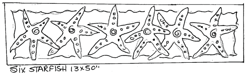 update alt-text with template Six Starfish - 13" x 50" Rug Hooking Pattern or Kit-Patterns-vendor-unknown-Rug Hooking Kit -Rug Hooking Pattern -Rug Hooking -Deanne Fitzpatrick Rug Hooking Studio -Is rug hooking the same as punch needle?