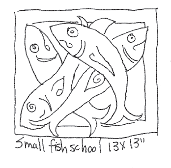 update alt-text with template Small Fish School - 13" x 13" Rug Hooking Pattern or Kit-Patterns-vendor-unknown-Rug Hooking Kit -Rug Hooking Pattern -Rug Hooking -Deanne Fitzpatrick Rug Hooking Studio -Is rug hooking the same as punch needle?