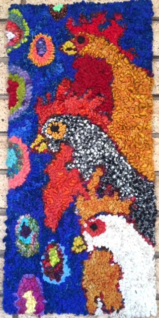 update alt-text with template Three Hens - 10" x 21" Rug Hooking Pattern or Kit-Patterns-vendor-unknown-Rug Hooking Kit -Rug Hooking Pattern -Rug Hooking -Deanne Fitzpatrick Rug Hooking Studio -Is rug hooking the same as punch needle?