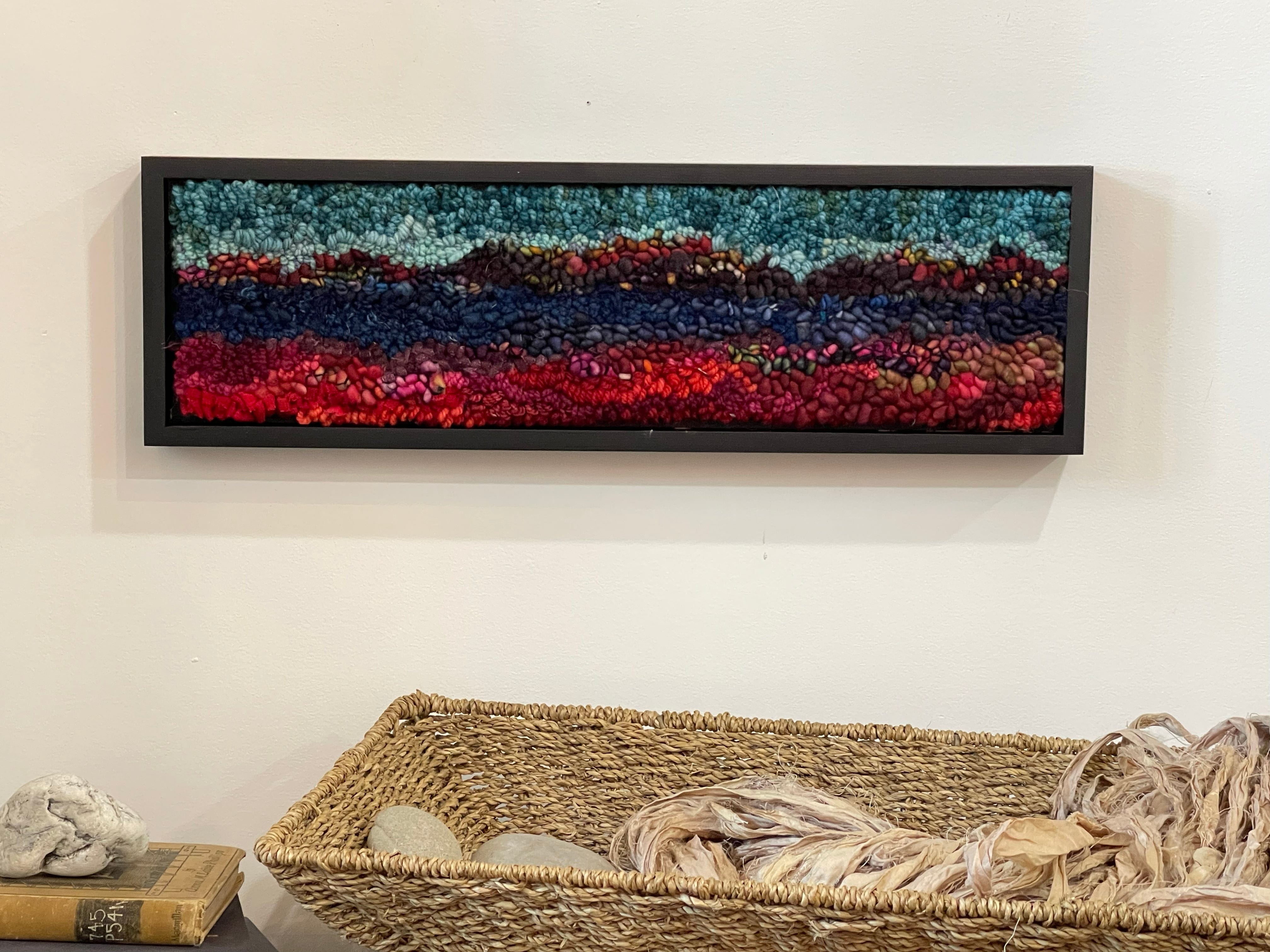 update alt-text with template Red Sea Parting #2 21" x 6.5" Framed-Deanne Fitzpatrick Rug Hooking Studio-Rug Hooking Kit -Rug Hooking Pattern -Rug Hooking -Deanne Fitzpatrick Rug Hooking Studio -Is rug hooking the same as punch needle?