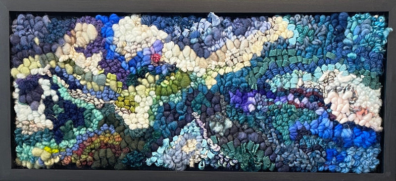 update alt-text with template Underwater Abstract 15" x 7" Framed-Rugs for sale-Deanne Fitzpatrick Rug Hooking Studio-Rug Hooking Kit -Rug Hooking Pattern -Rug Hooking -Deanne Fitzpatrick Rug Hooking Studio -Is rug hooking the same as punch needle?