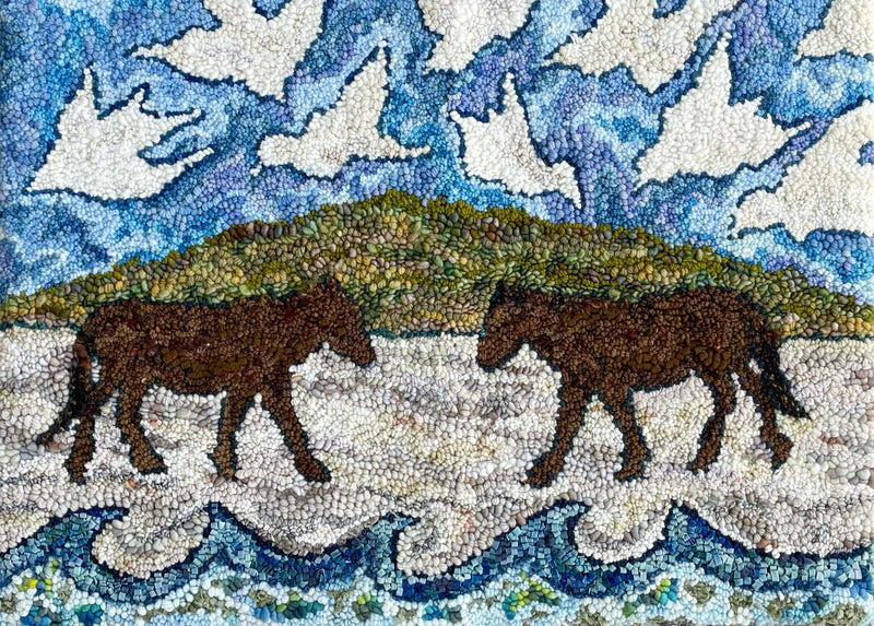 update alt-text with template Sable Horses 30" x 22"-Deanne Fitzpatrick Rug Hooking Studio-Rug Hooking Kit -Rug Hooking Pattern -Rug Hooking -Deanne Fitzpatrick Rug Hooking Studio -Is rug hooking the same as punch needle?
