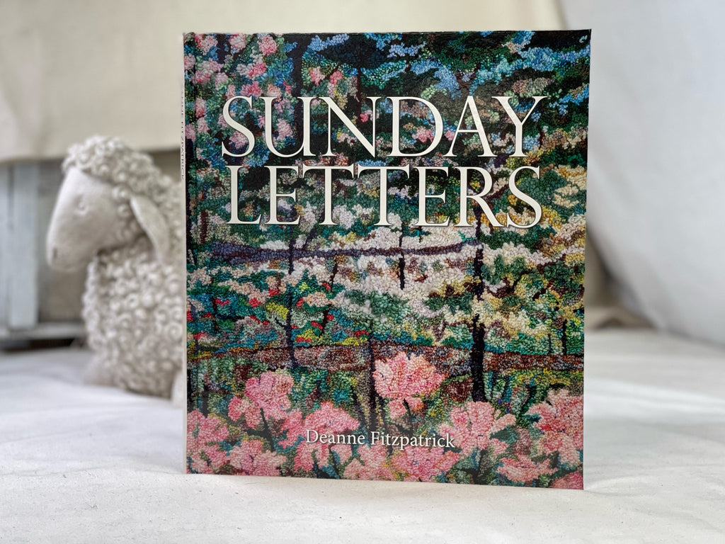 update alt-text with template Sunday Letters Hardcover Book by~Deanne Fitzpatrick-Deanne Fitzpatrick Rug Hooking Studio-Rug Hooking Kit -Rug Hooking Pattern -Rug Hooking -Deanne Fitzpatrick Rug Hooking Studio -Is rug hooking the same as punch needle?