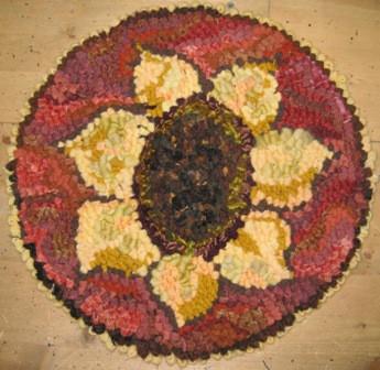 update alt-text with template Sunflower Chairpad 13" Round Pattern or Kit-vendor-unknown-Rug Hooking Kit -Rug Hooking Pattern -Rug Hooking -Deanne Fitzpatrick Rug Hooking Studio -Is rug hooking the same as punch needle?