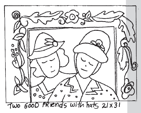 update alt-text with template Two Good Friends With Hats - 21 X 31 Pattern or Kit-vendor-unknown-Rug Hooking Kit -Rug Hooking Pattern -Rug Hooking -Deanne Fitzpatrick Rug Hooking Studio -Is rug hooking the same as punch needle?