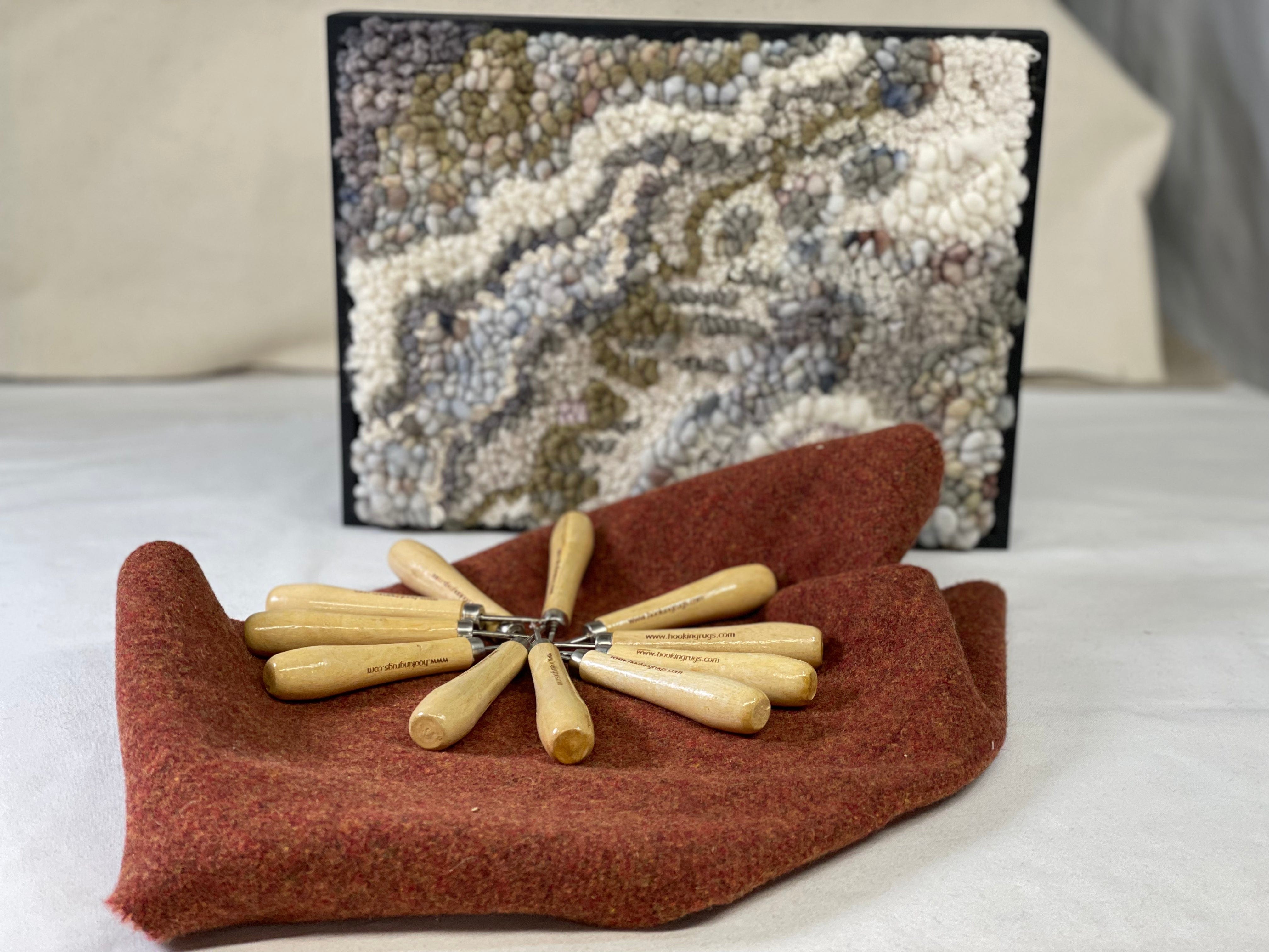 update alt-text with template WHOLESALE: New Studio Hook! 12 Hooks-Deanne Fitzpatrick Rug Hooking Studio-Rug Hooking Kit -Rug Hooking Pattern -Rug Hooking -Deanne Fitzpatrick Rug Hooking Studio -Is rug hooking the same as punch needle?