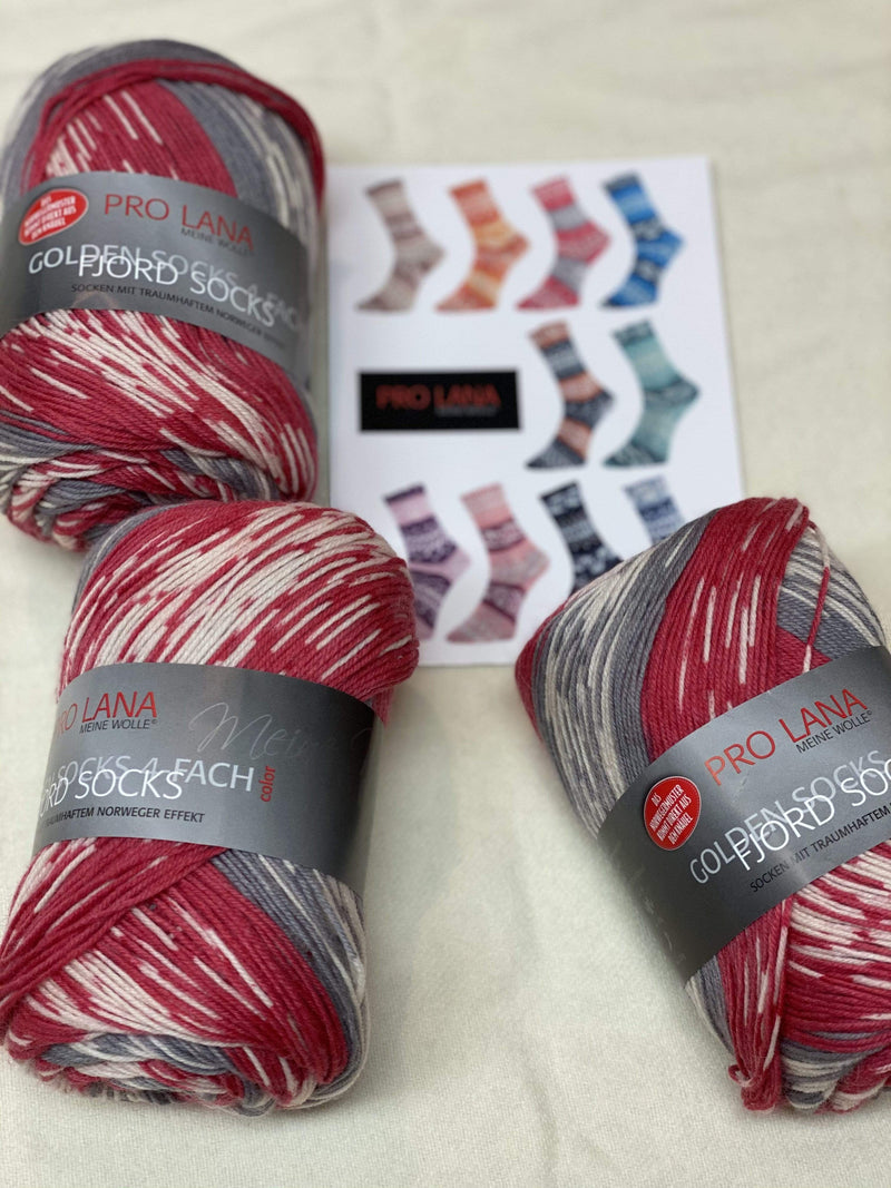 update alt-text with template Pro Lana Fjord Socks - Col 183 Red-Wool-Deanne Fitzpatrick Rug Hooking Studio-Rug Hooking Kit -Rug Hooking Pattern -Rug Hooking -Deanne Fitzpatrick Rug Hooking Studio -Is rug hooking the same as punch needle?