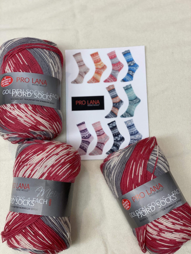 update alt-text with template Pro Lana Fjord Socks - Col 183 Red-Wool-Deanne Fitzpatrick Rug Hooking Studio-Rug Hooking Kit -Rug Hooking Pattern -Rug Hooking -Deanne Fitzpatrick Rug Hooking Studio -Is rug hooking the same as punch needle?