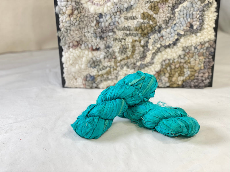 update alt-text with template Turquoise Lagoon - Sari Silk Collection-Wool-vendor-unknown-Rug Hooking Kit -Rug Hooking Pattern -Rug Hooking -Deanne Fitzpatrick Rug Hooking Studio -Is rug hooking the same as punch needle?