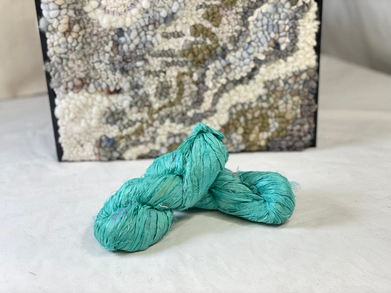 update alt-text with template Turquoise Sea - Sari Silk Collection-Wool-vendor-unknown-Rug Hooking Kit -Rug Hooking Pattern -Rug Hooking -Deanne Fitzpatrick Rug Hooking Studio -Is rug hooking the same as punch needle?
